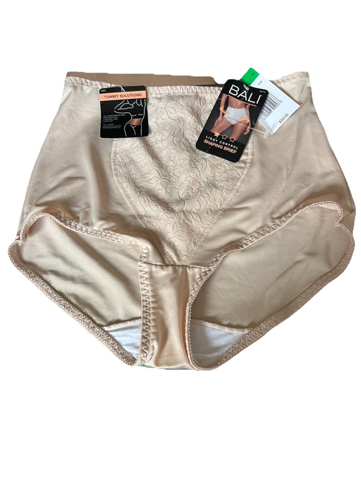 Bali Women’s Size Large Beige Lace Panel Shaping Brief 8372 NWT Tummy Solutions