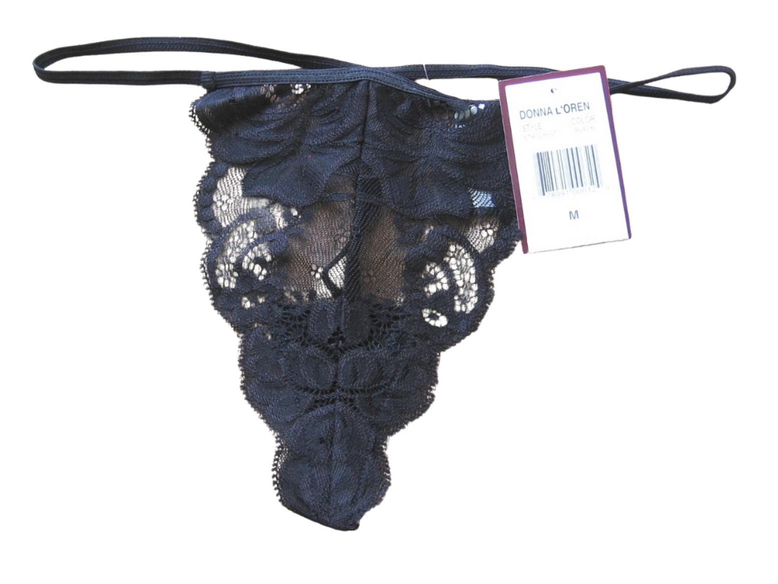 A558 Donna L’oren NEW Women’s Sheer Embroidered Floral Lace Panel G-String Thong