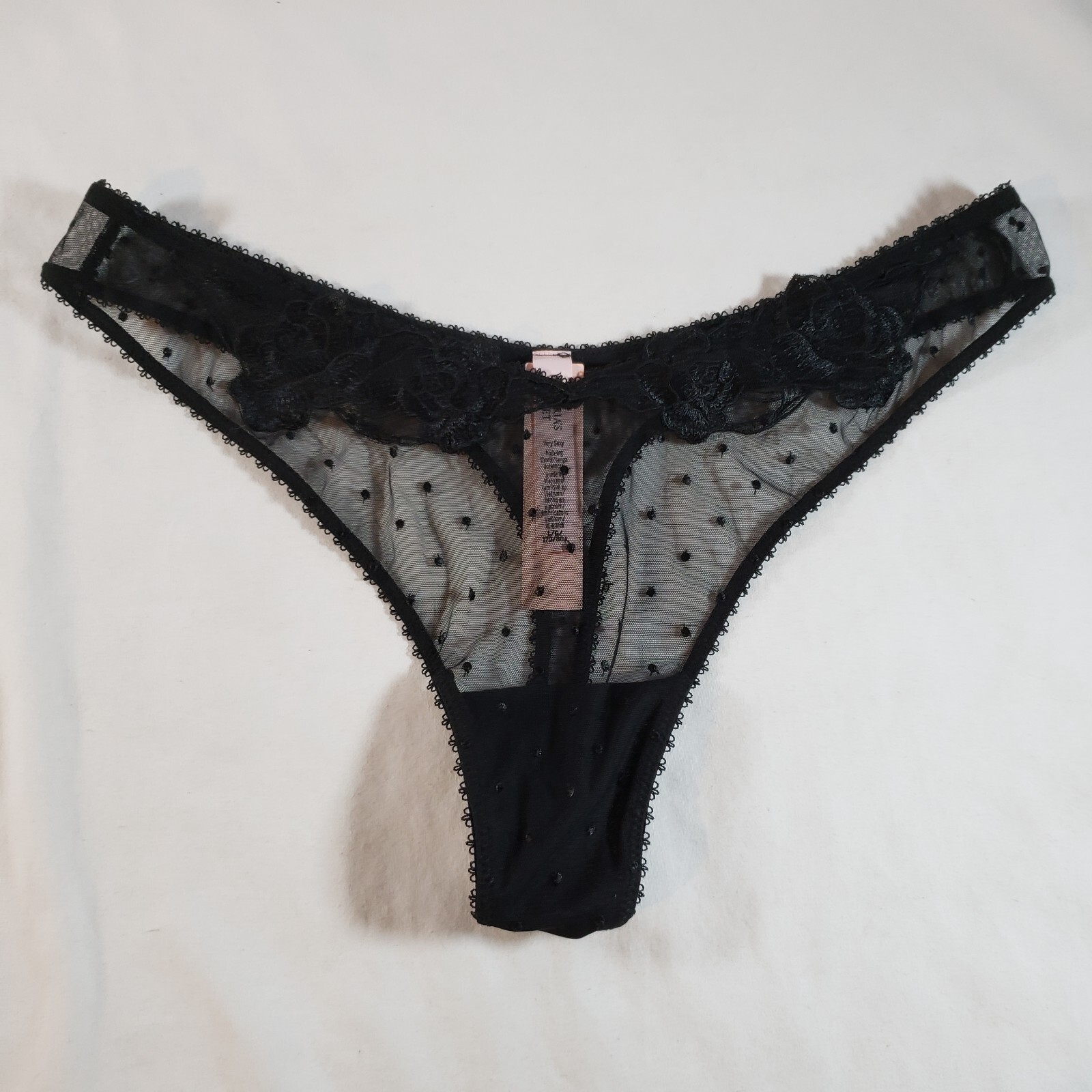 Victoria’s Secret Sheer Rose High-Leg Thong Panty Large Black