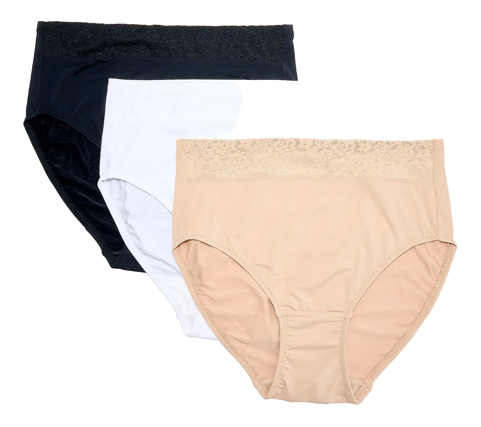 Breezies~Set of 3~Lace Elegance Smooth Hi-Cut Brief~2X~Basic~A673283 13099