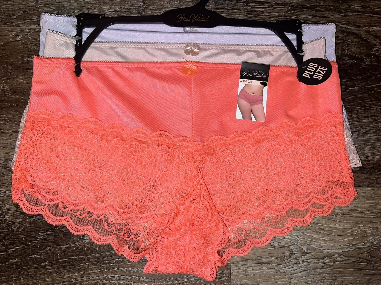 Prima Valentina ~ 3-Pair Women’s Boyshorts Underwear Panties Lace (B) ~ 3X