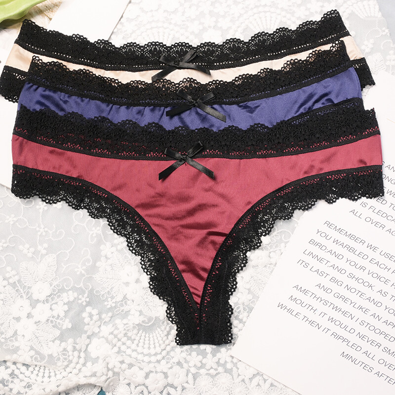 3 Pack Lot Sexy Womens Lace Panties Thong Bikini Brief Lingerie Ladies Underwear