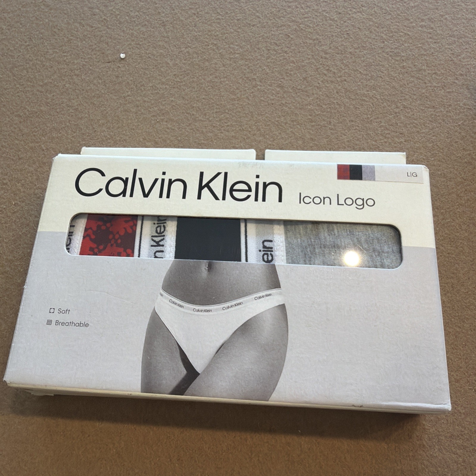Calvin Klein Icon Logo 3-pack thongs in black/gray/red tartan Large