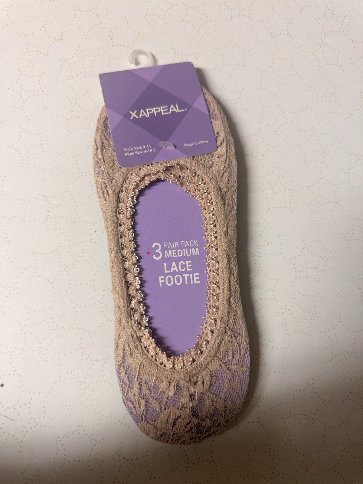 X Appeal Lace Footie Sock No Show 3pair Off White Grey Black Medium