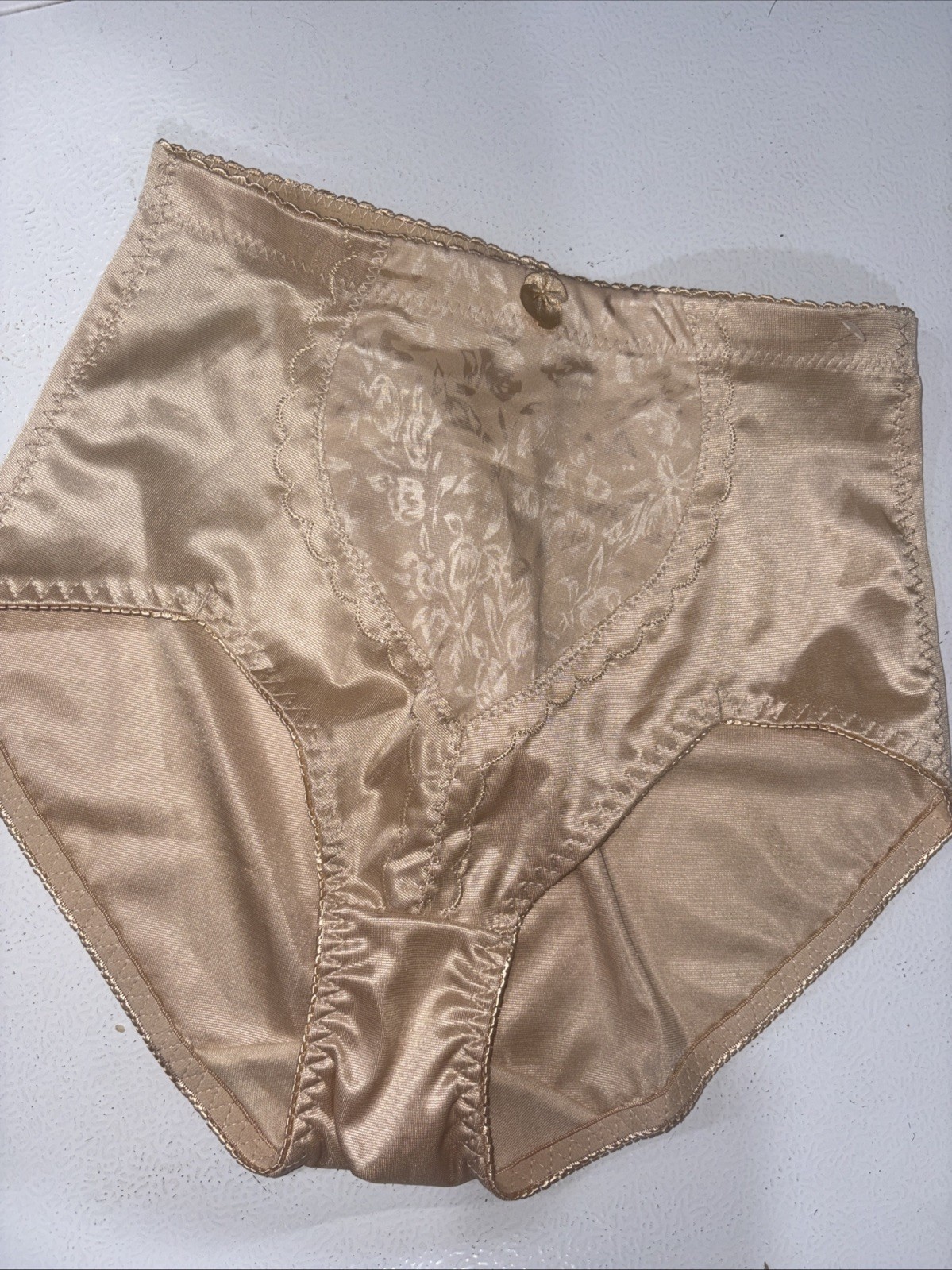 Delta Burke VTG 90s Tummy Control Brief Panty Girdle W Lace Sz 7/large Beige NWT