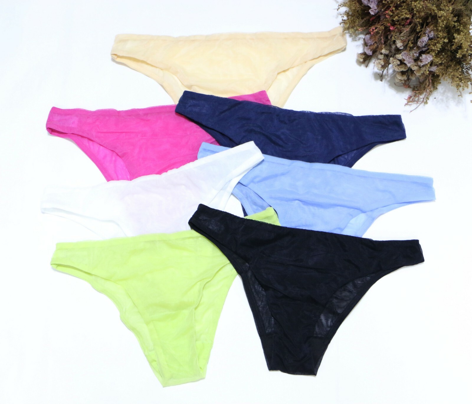 4 Pack Women Sexy Briefs Solid Mesh High Cut underwear Bikini Panties S-M-L-XL