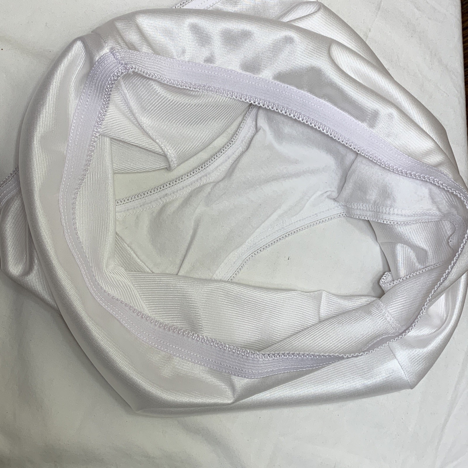 Body Glamour Vintage Granny Sissy Nylon Brief Panties Size 9 Shiny Icy White
