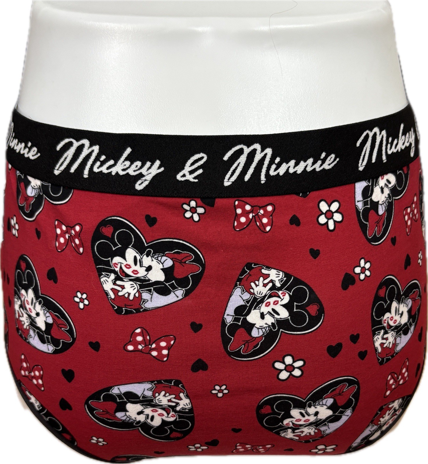 Disney XL/1 Logo Red/Black Mickey & Minnie Mouse Heart Graphic Cheeky Panties