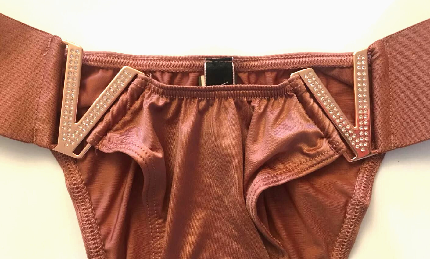 Victoria’s Secret Very Sexy Clay Bombshell Sparkly Gold V Brazilian Panties SZ S