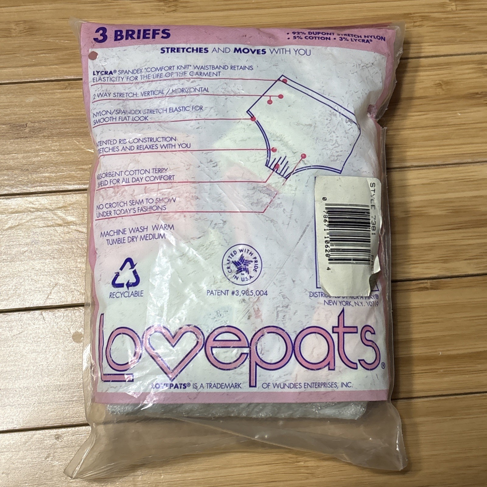 Vtg Lovepats Panties Original Stretch Briefs Lace Pattern 8-10 40-48 Hip New