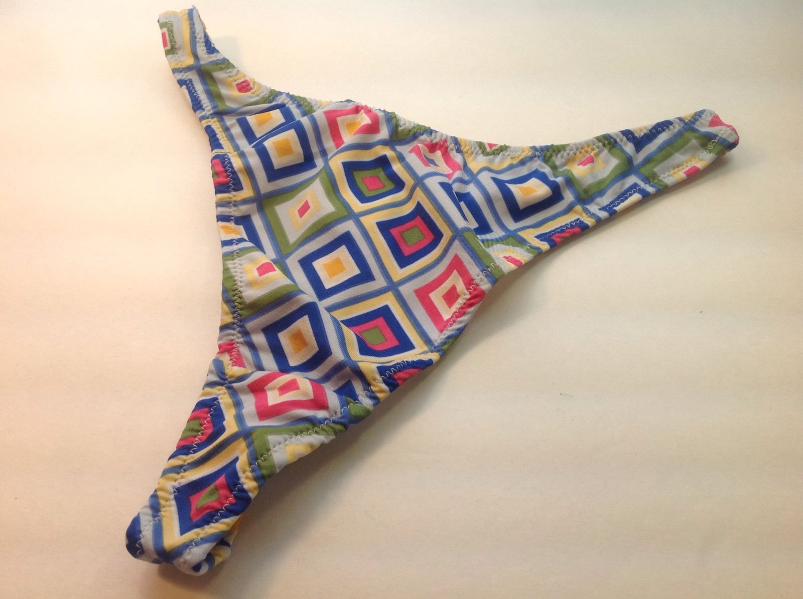 Women Panties,Thongs Size M/6 Medium Multicolor Silky Shiny Checkered Soft