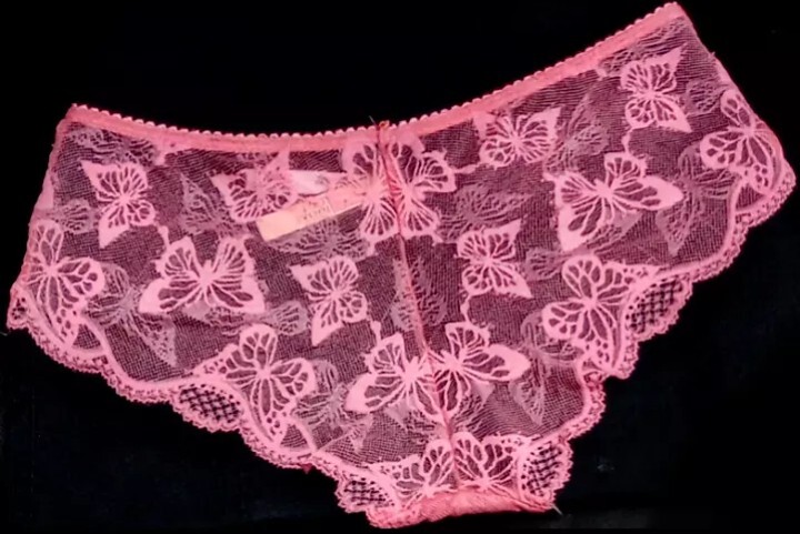 Victoria’s Secret SALE! Lace & Mesh Pink BUTTERFLIES Polka Dot Cheeky L Panty