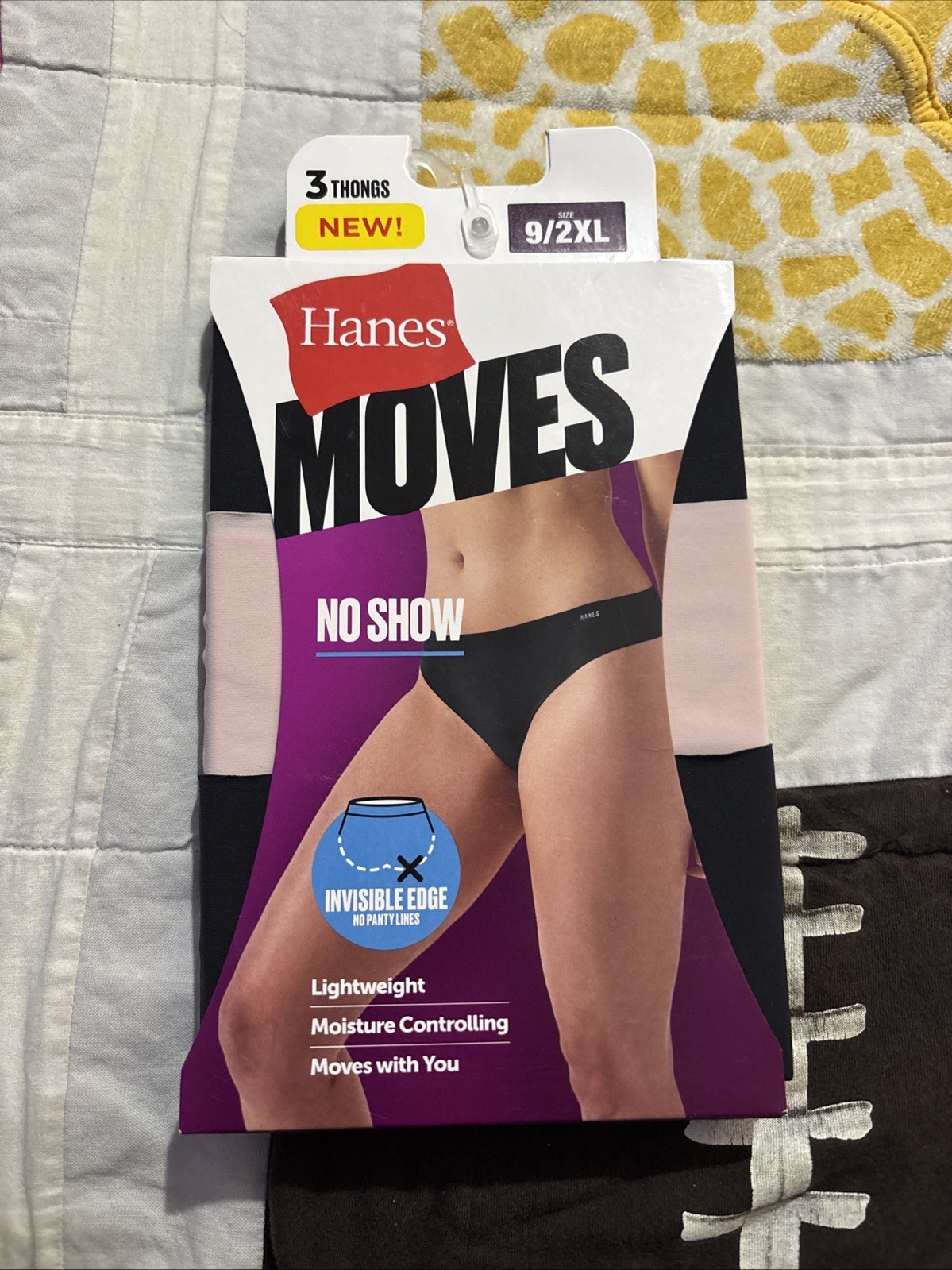 Womens Hanes Moves No Show Thong Panties (Size 2XL / 9) BRAND NEW W TAGS