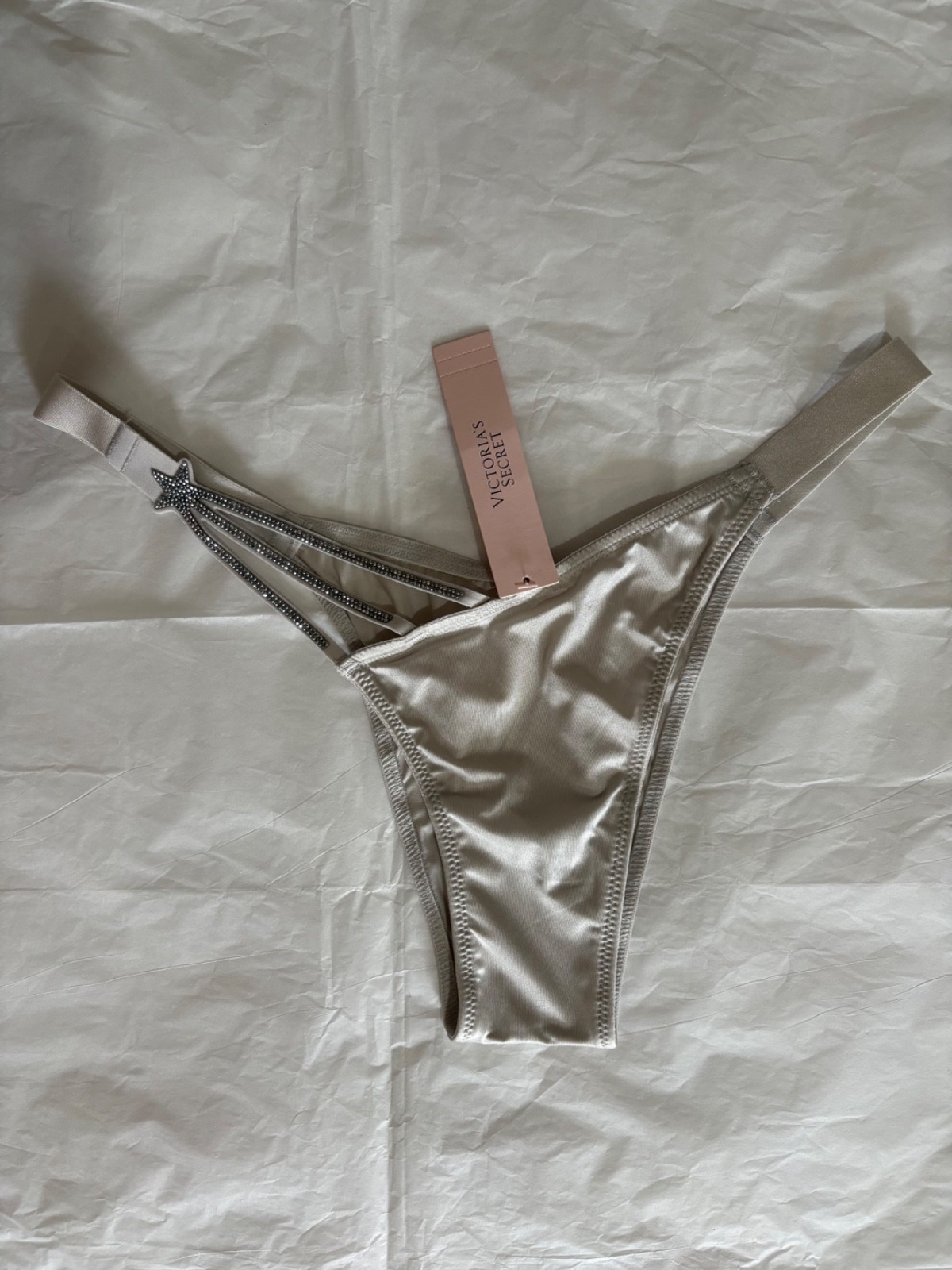 VICTORIA SECRET Very Sexy Silver Starstruck Shine Brazilian NWT Small S