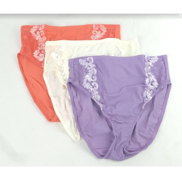 Breezies 3-pack Set Soft Support Contrast Lace Hi-Cut Panties Bright