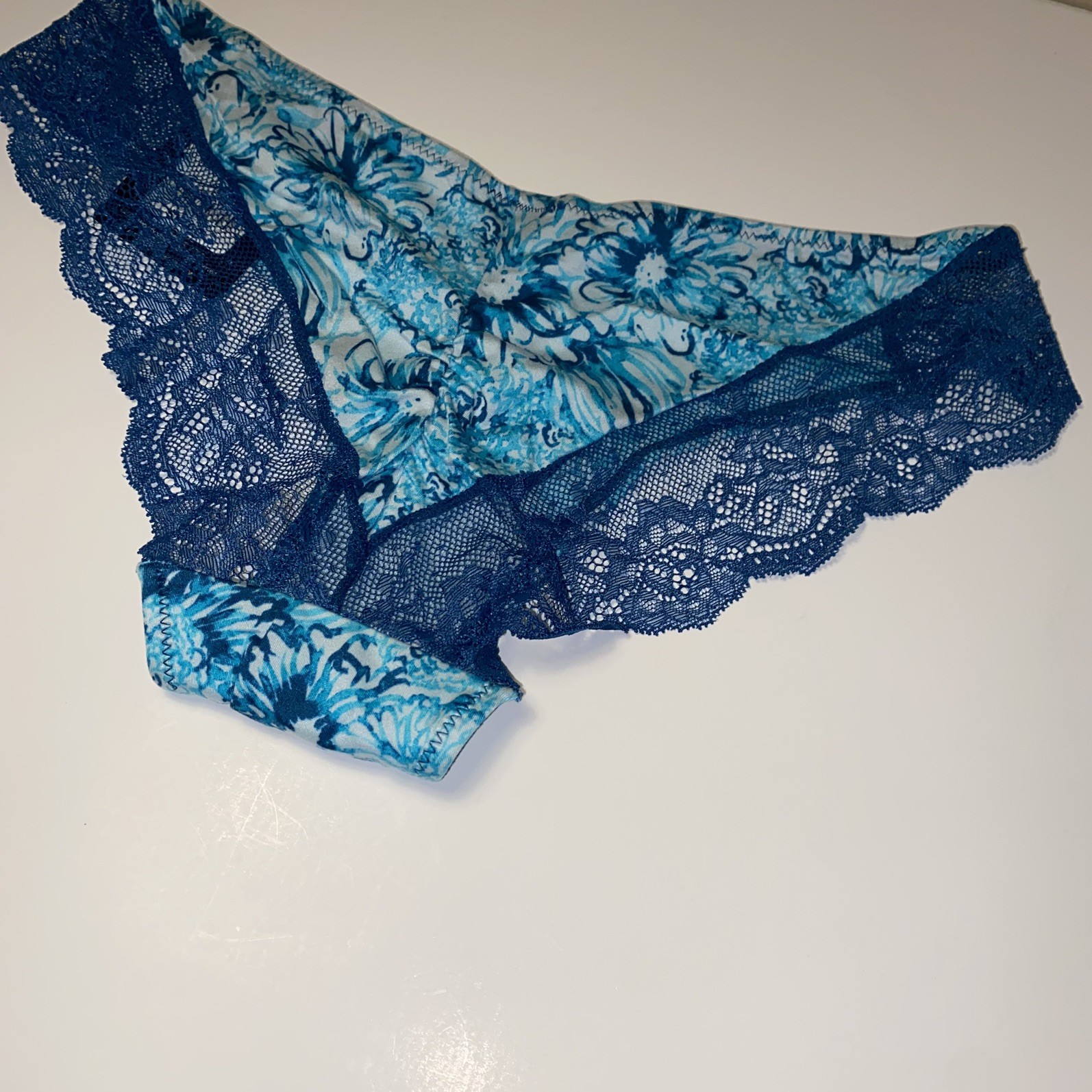 MAIDENFORM Comfort Devotion Blue Floral Tanga Panty Womens Sz Small 5 40159 NEW