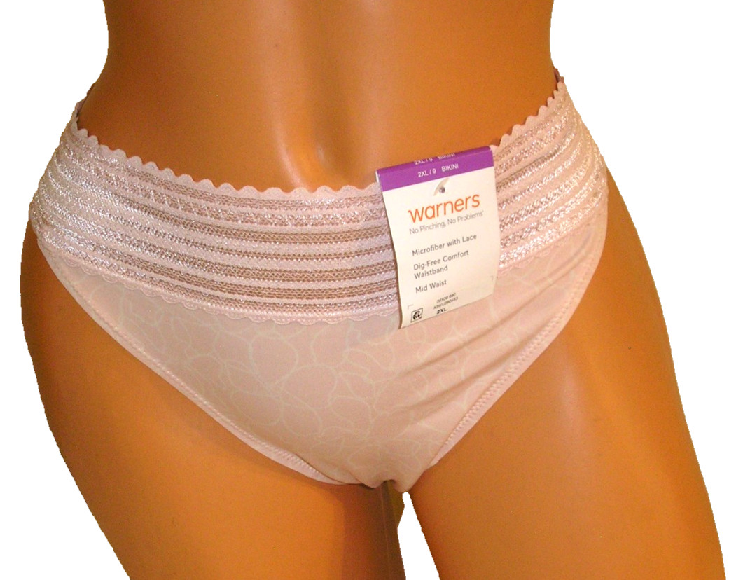 Panties Lingerie Warners No Pinch No Problem Pink Bikini Sz 9 2XL Adult Gift