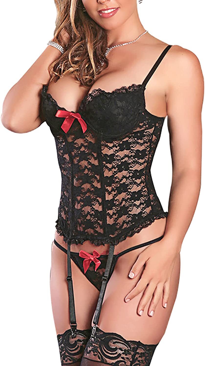 Women Sexy Lingerie Lace Sleepwear Underwear Push up Bra Nightwear G-String Set