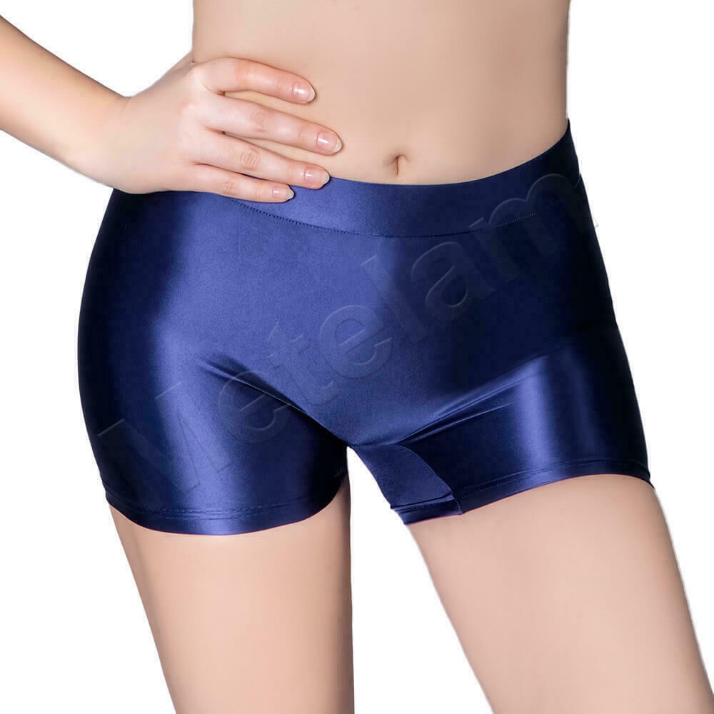 Ladies Oil Shiny Glossy Boxer Shorts Sports Yoga Underwear Opaque Short Leggings