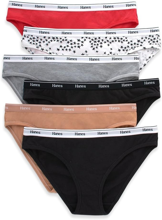 Hanes Women’s Originals Bikini Panties 6-pack, Breathable Cotton Underwear