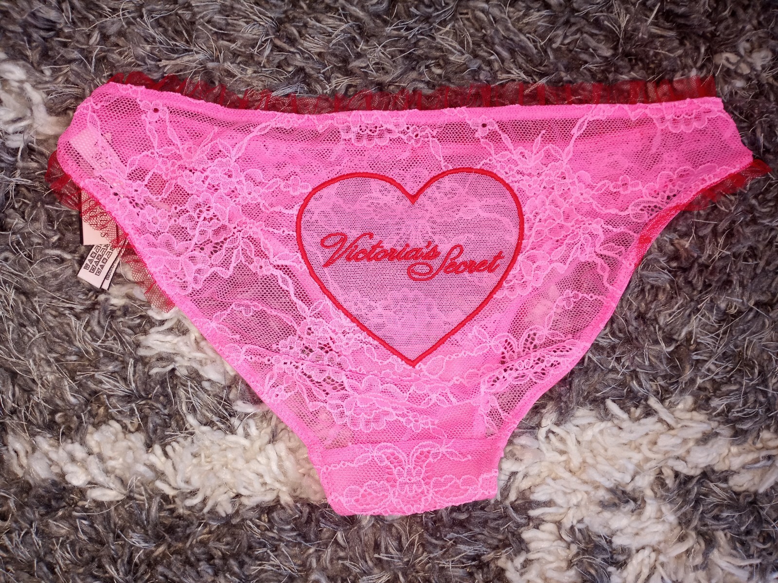 VS dream angel embroidered cheekini panty NEW size small pink/red