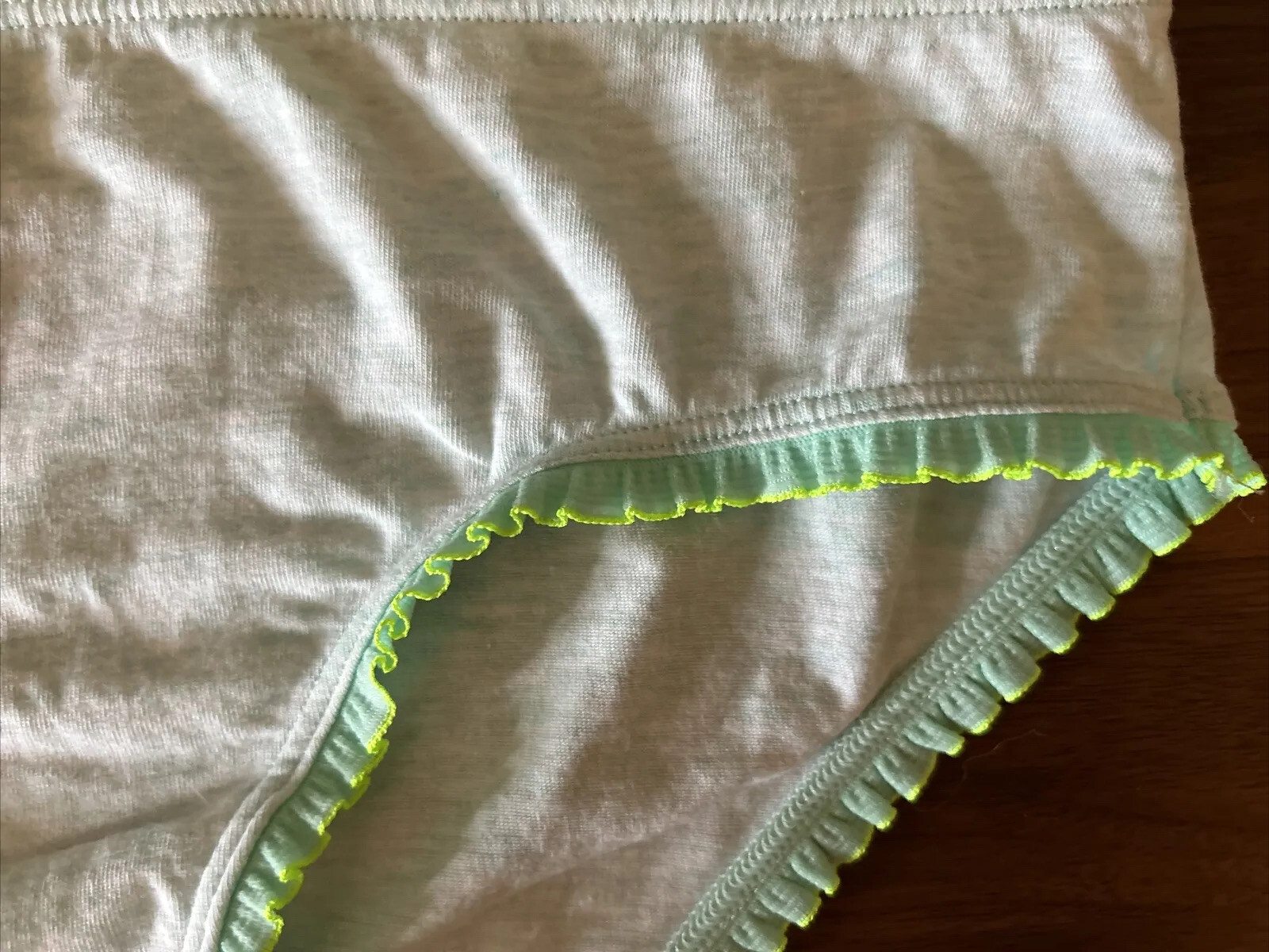 VICTORIA’S SECRET Panties M RUFFLE VINTAGE RARE HIPHUGGER Blue Neon Green