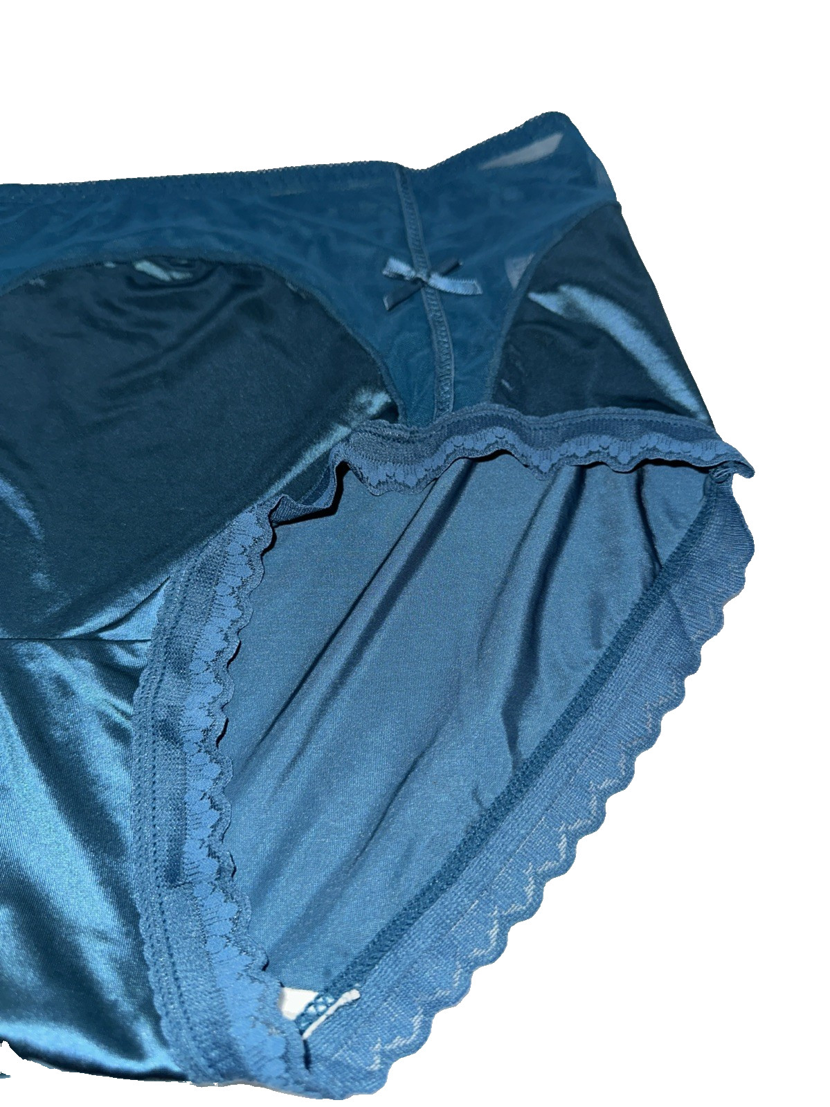 Large Nylon Blended Panties Dark Blue Shinny Shiny Satin Feel Cotton Gusset New