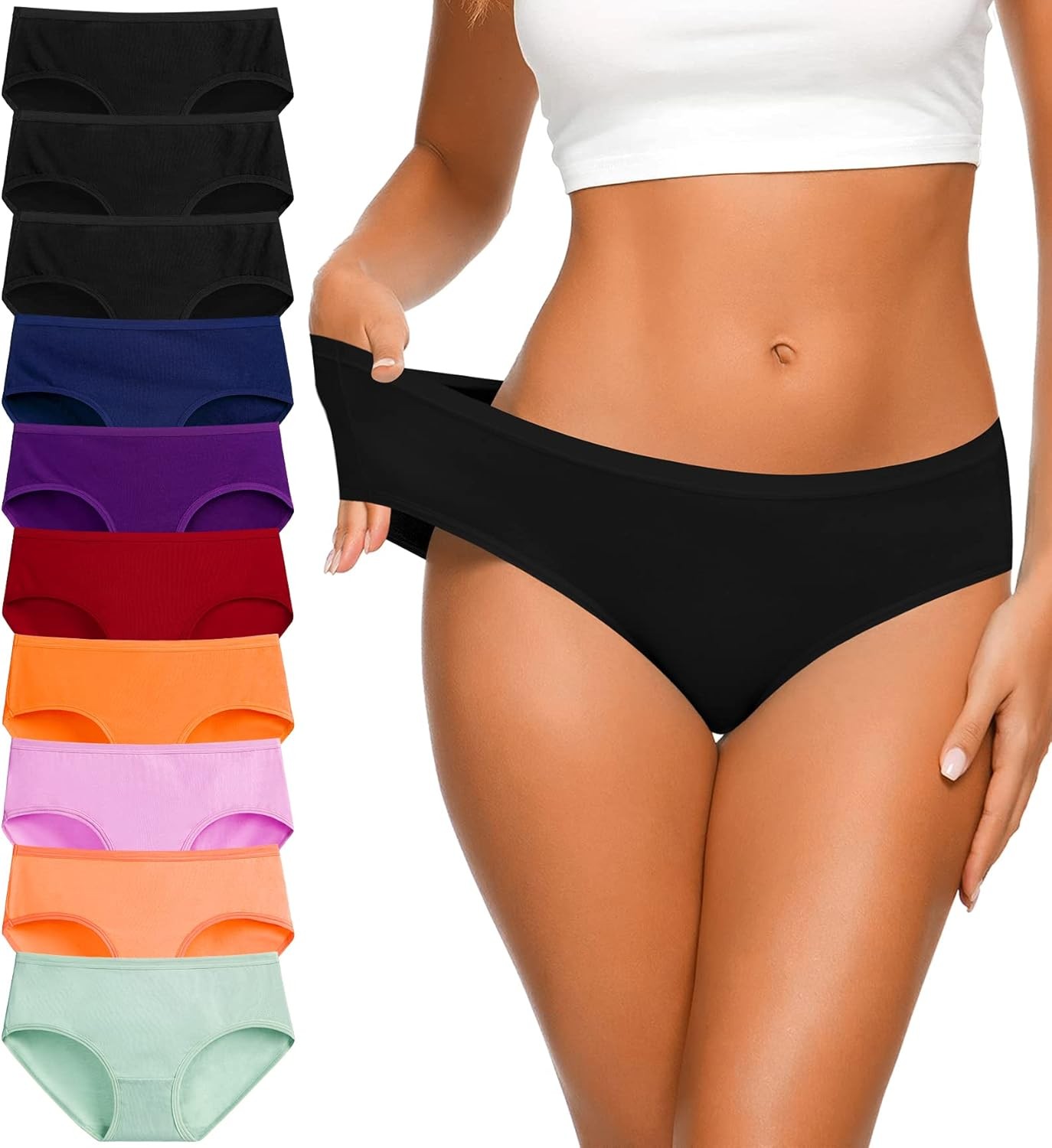 Women’s Cotton Bikini Panties,High-Cut Full Coverage Stretch Cool Underwear