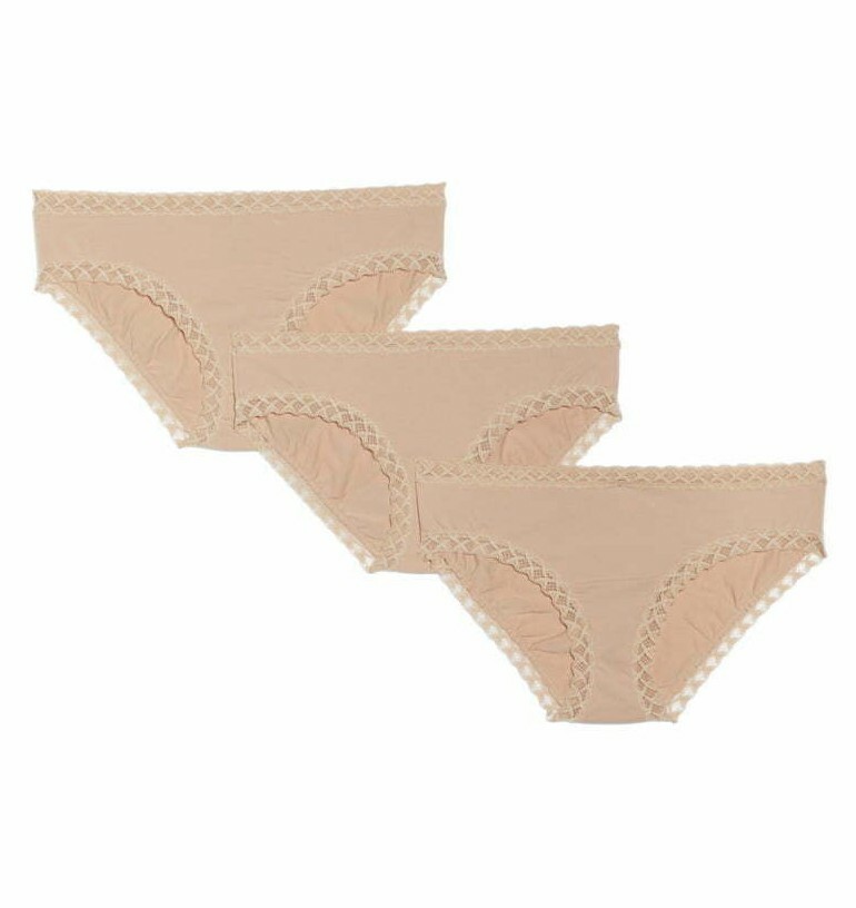 Natori BLISS 156058MP Cafe Beige Stretch Pima Cotton Girl Brief 3 Pair Pack – XS