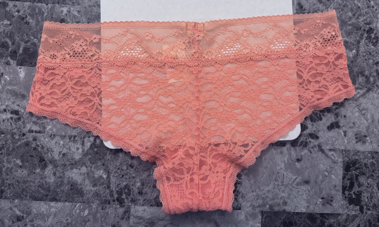 NWT AERIE AMERICAN EAGLE M CORAL PEACH FLORAL LACE HIPHUGGER HIPSTER PANTIES