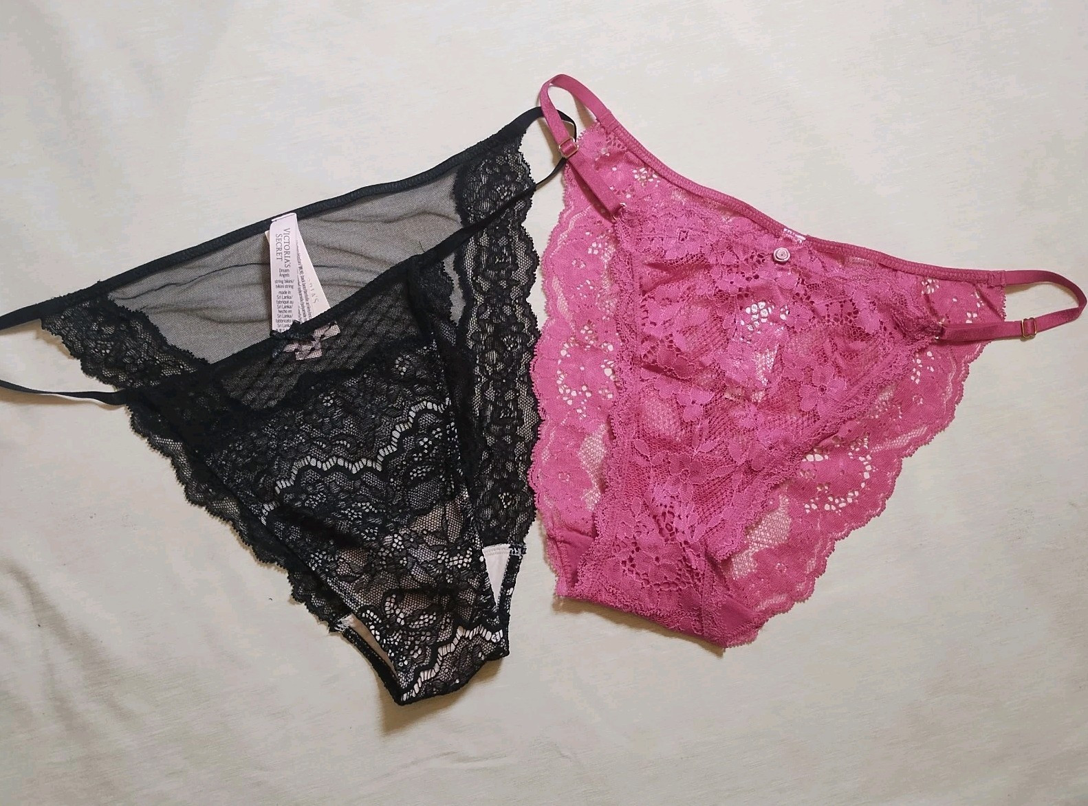 Victoria’s Secret Lace and Mesh Bikini Panties 2 Pairs Size Large NWT
