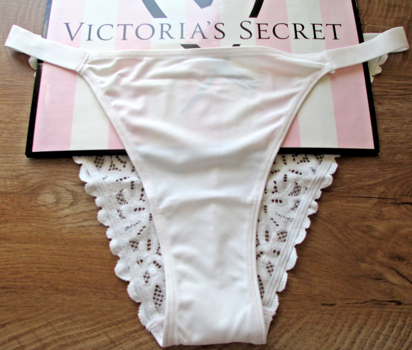 VICTORIA’S SECRET PINK String Bikini Panty VS Coconut White S M L XL Lace Back