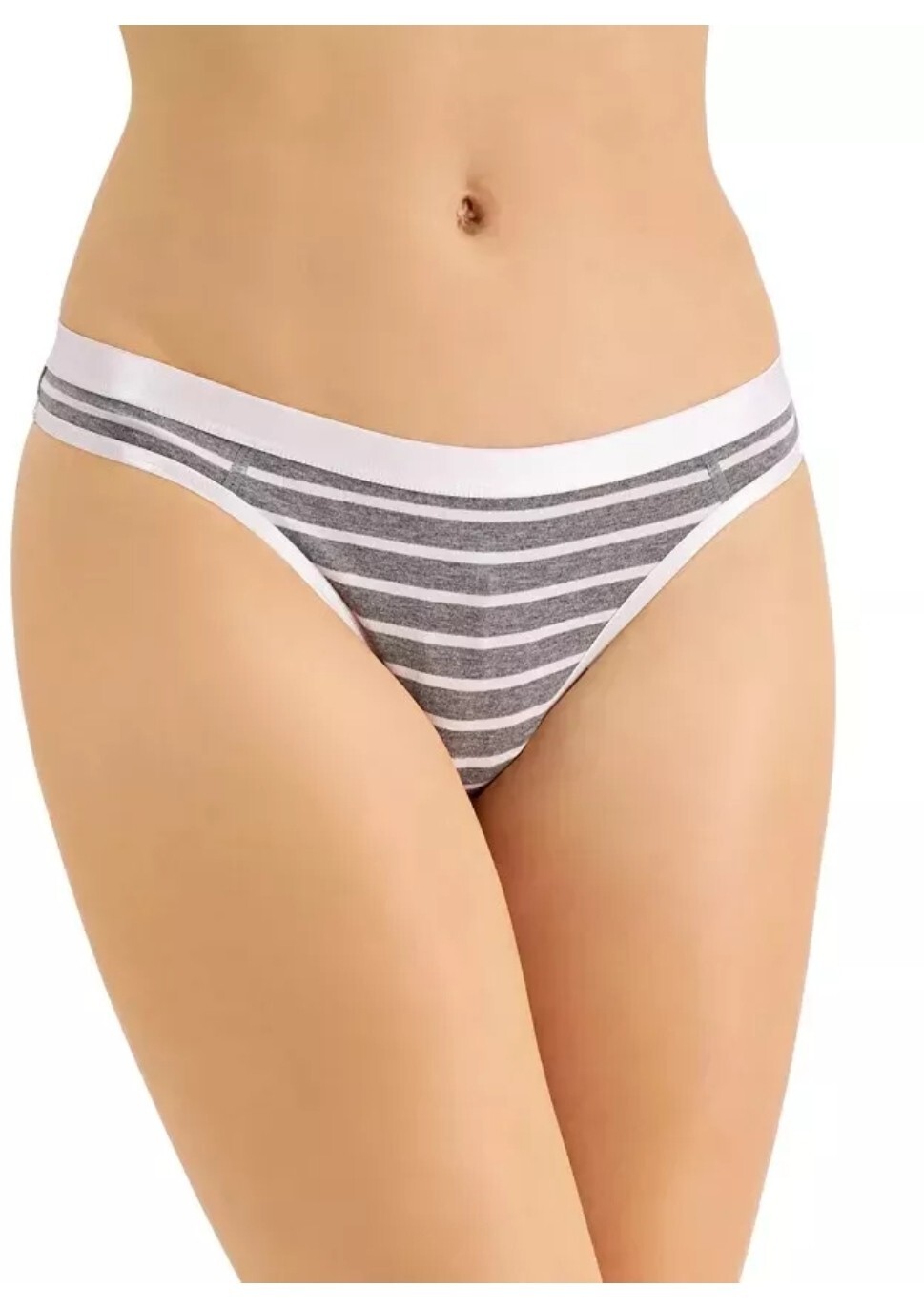 Jenni Intimates Simple Stripe Print Women’s Thong Panty Underwear XL Gray
