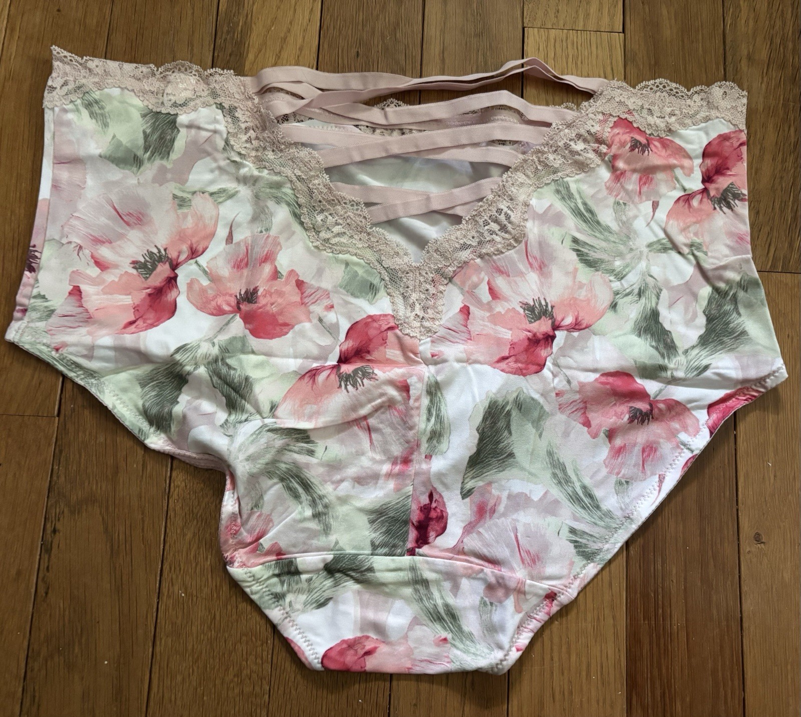 Plus Size 14/16 Lane Bryant Cacique Lace Trim Full Brief Panty Cream Dusty Blush