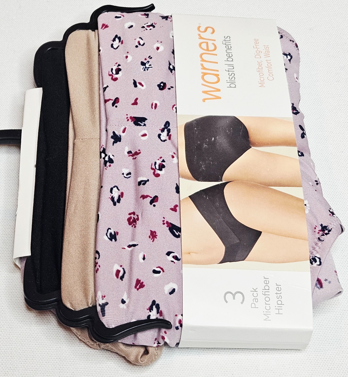 Warner’s Women’s 3 Pack Microfiber Hipster Panties Dig-Free Waist XL 8