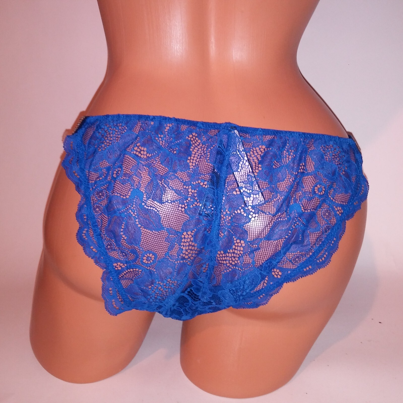 Victoria Secret Panty Bikini Large Shine Strap Blue Logo Rhinestone Bling New