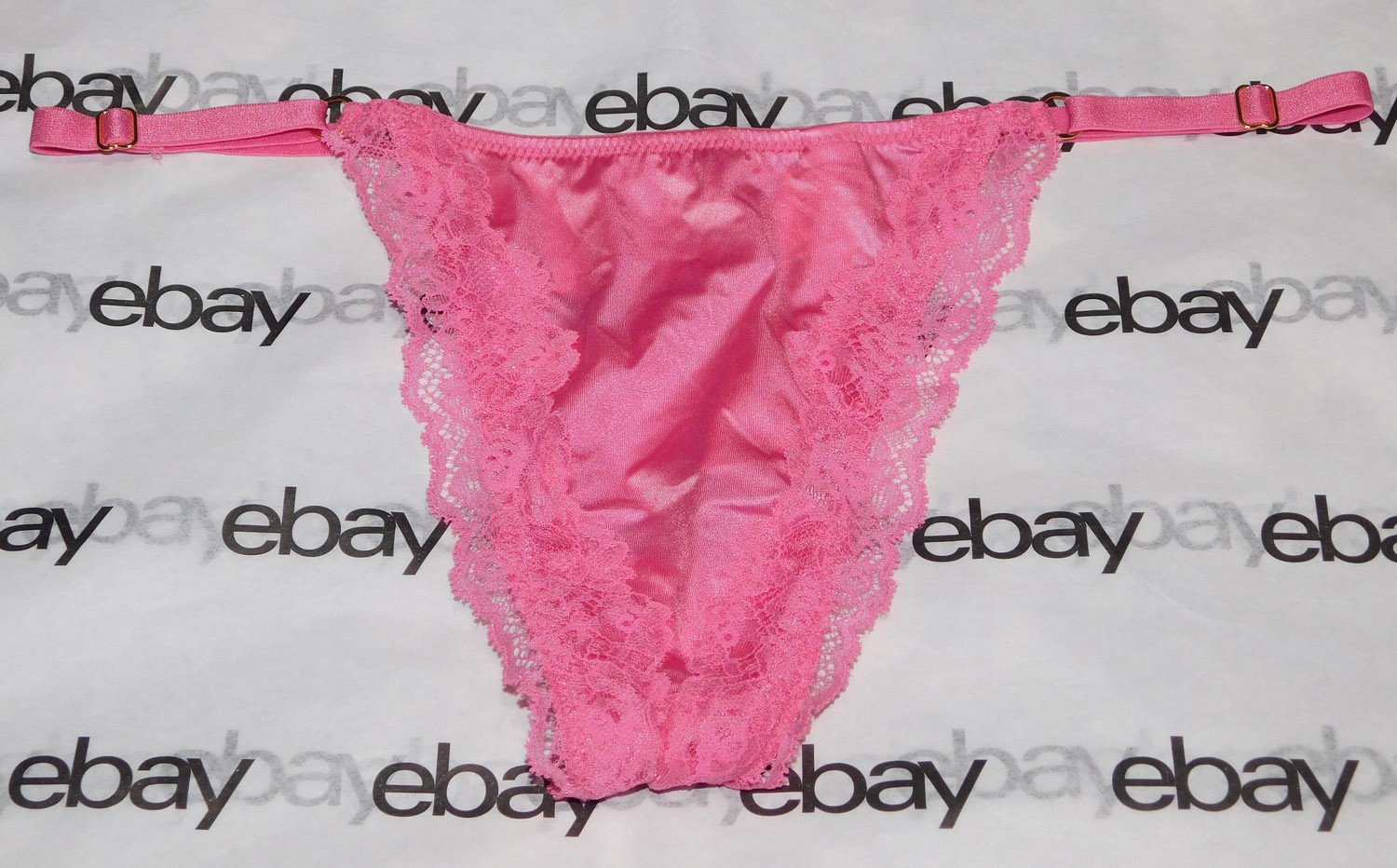 NEW Victoria’s Secret Very Sexy Thong V-String Panty Pink Large Satin L VS Rose
