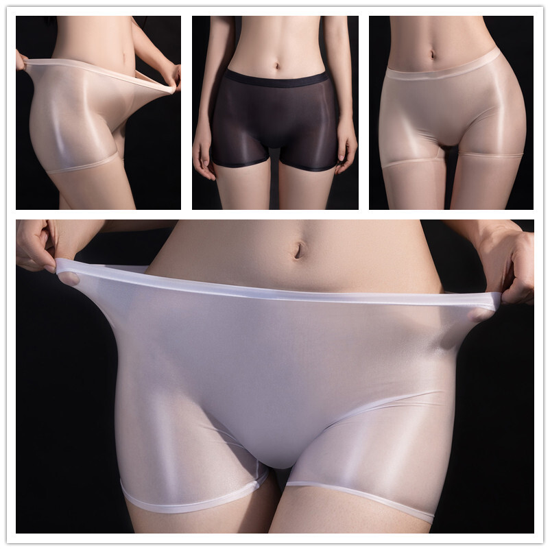 Womens Boxer Shorts Sexy Panties Briefs Knickers Oily Lingerie Sheer Glossy