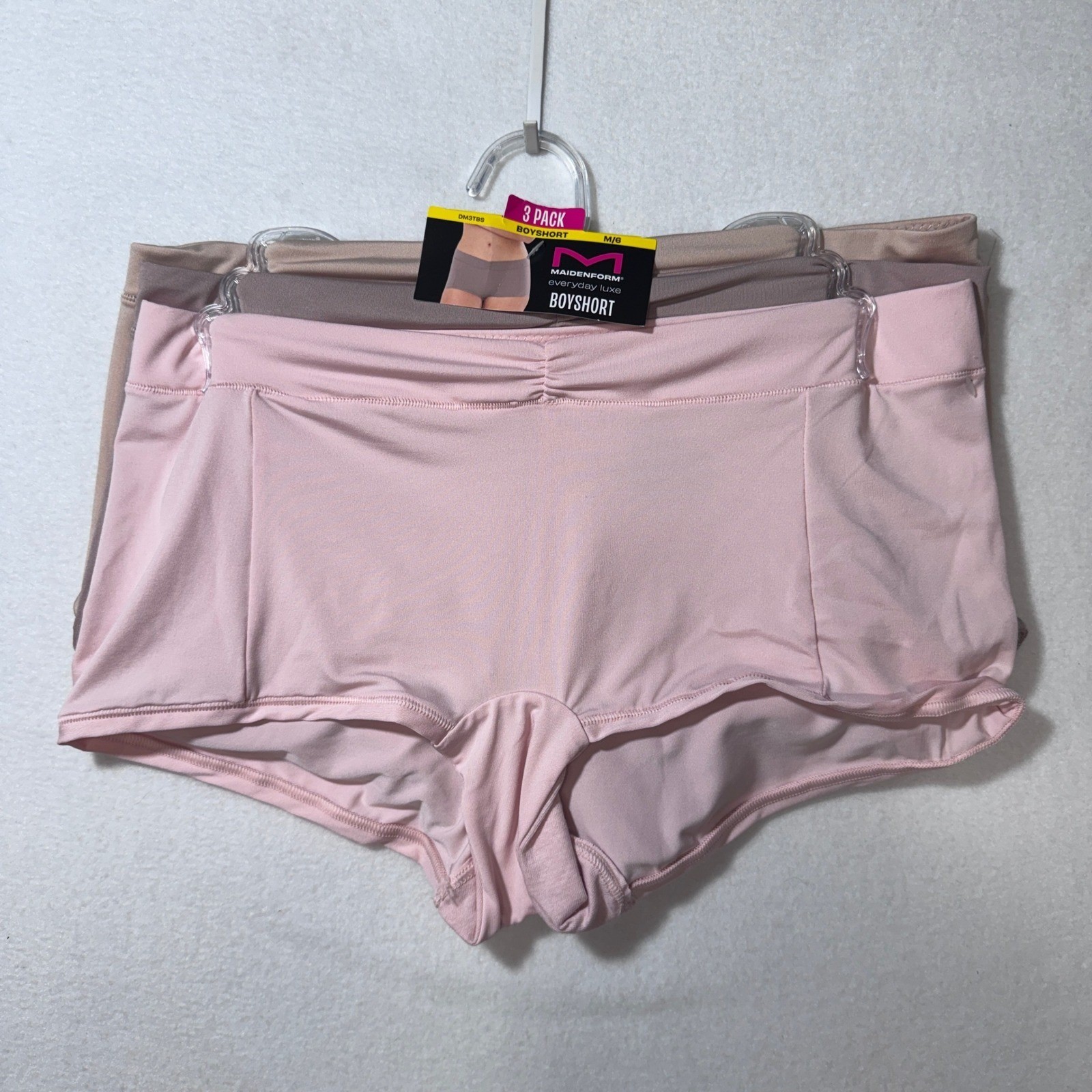 Maidenform Everyday Luxe Boyshort Panties 3 Pack Nude Pink Mid Rise DM3TBS Sz M