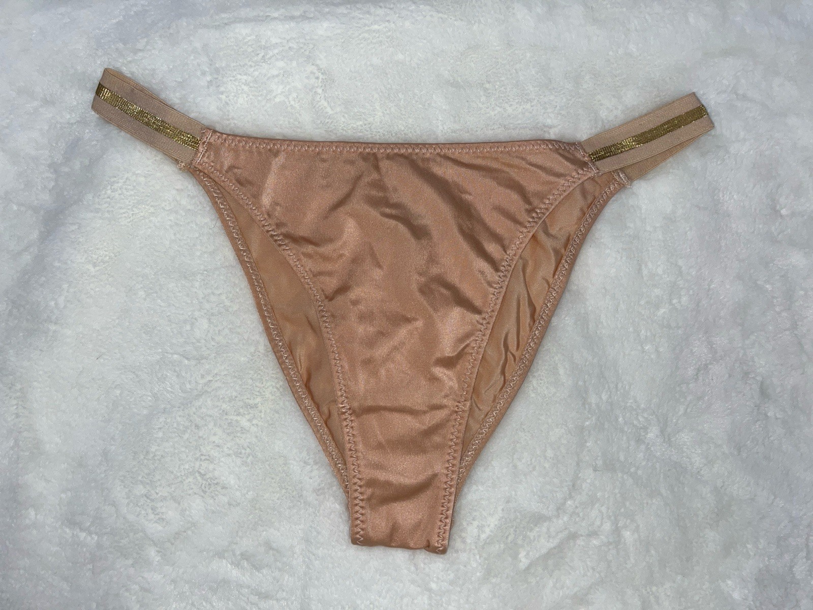 Sexy Women High Cut Satin Peachy Tan Brazilian Panties
