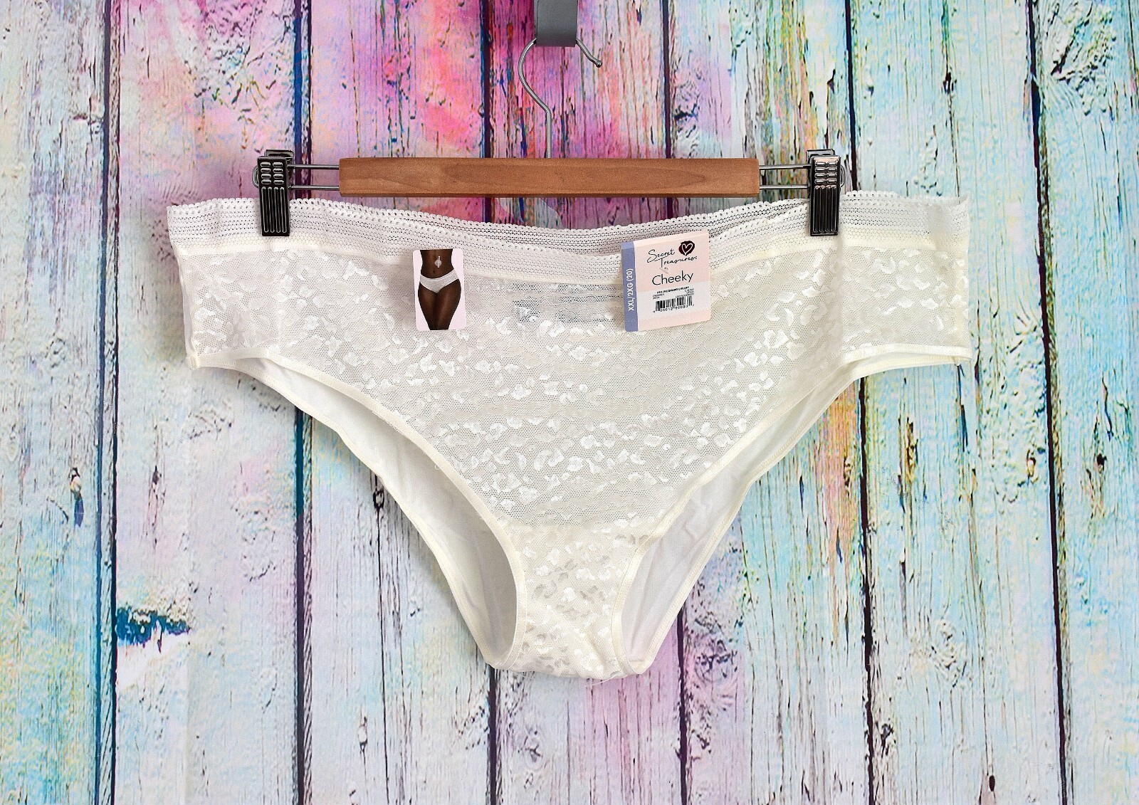 Women’s Secret Treasures Leo Jacquard Cheeky XXL, XXXL Cream Panties NWT