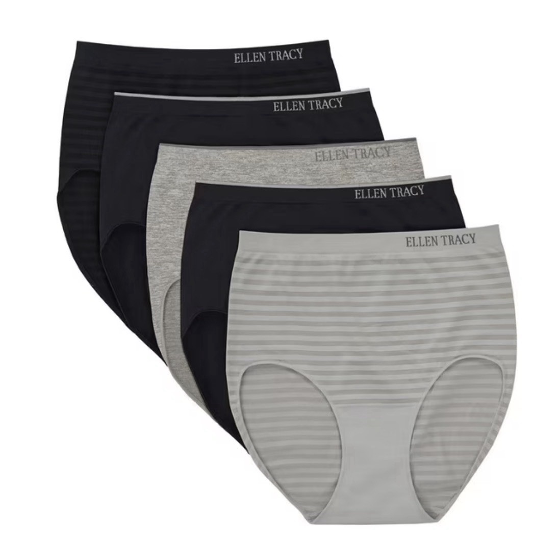 Ellen Tracy Essentials Seamless Brief 5 Pk SIZE L Microfiber Full Coverage New