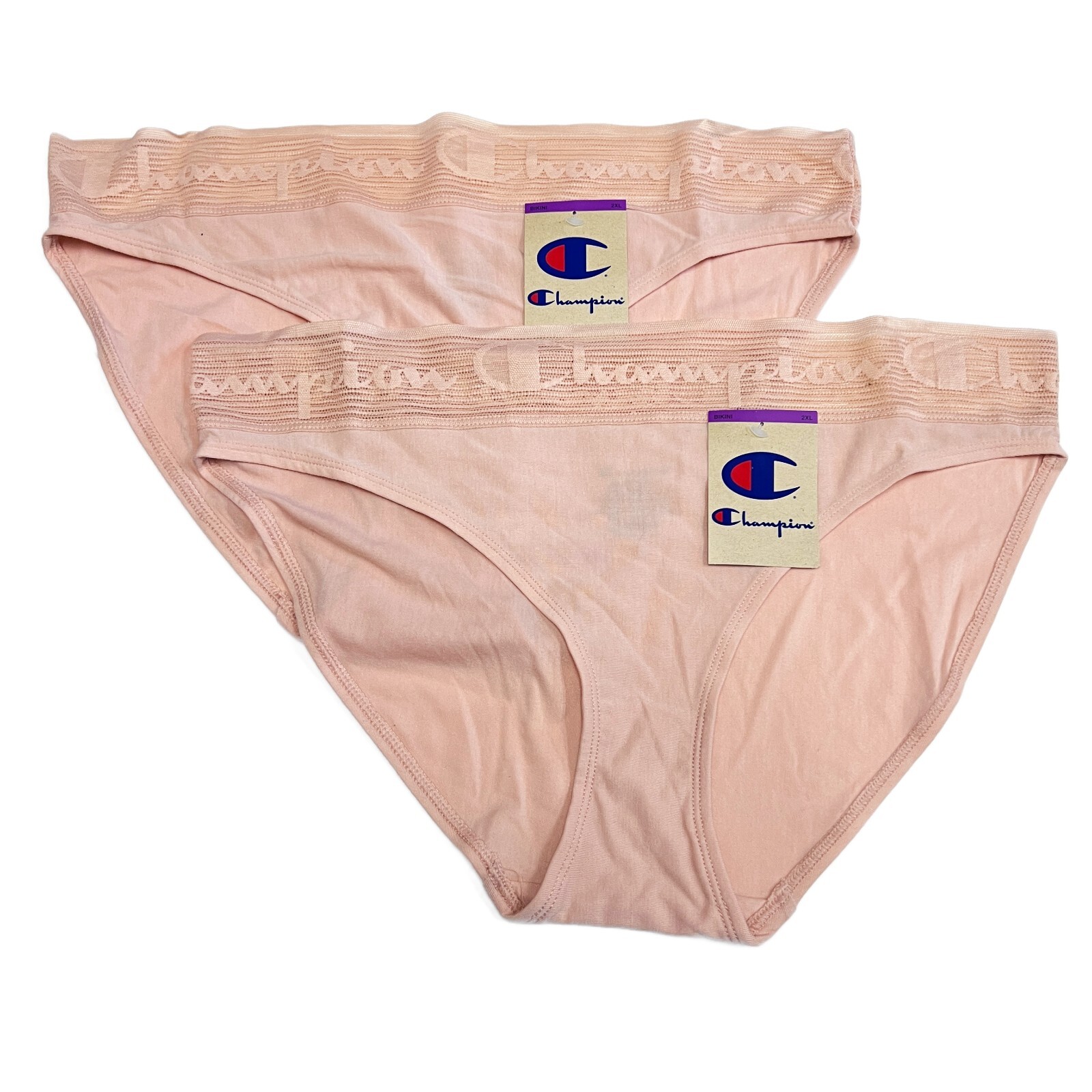2 CHAMPION Women’s Wide Lace Logo Waistband Bikini Panty 2XL NEW 2 PACK
