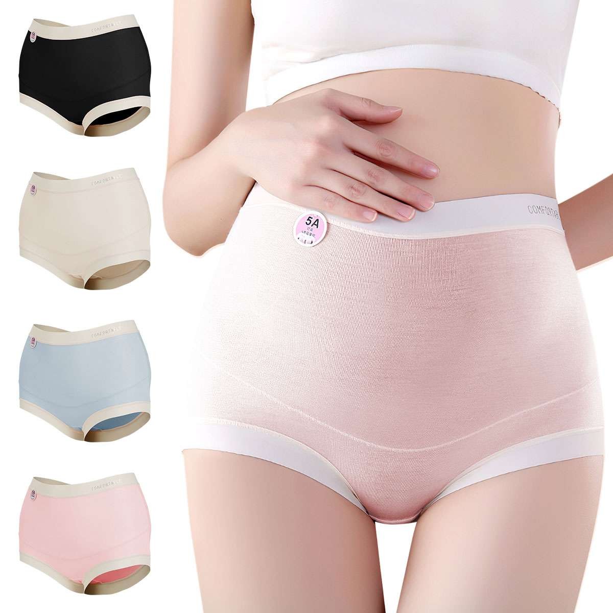 4 PCS Womens Tummy Control Panties Menstrual Underwear Briefs High Waist Pants