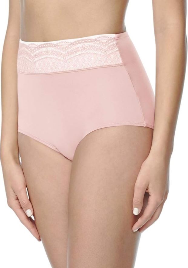 Warner’s Women’s Brief Panty with Lace, Parlour Rose, Large