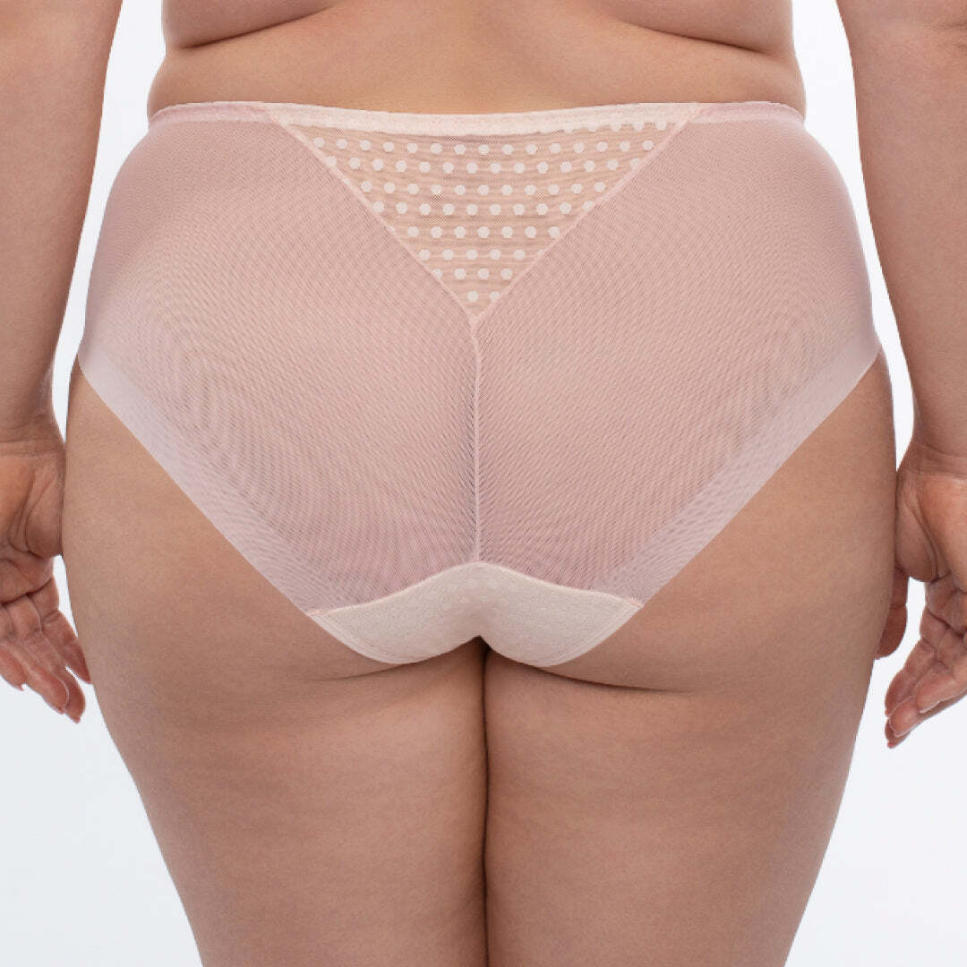 Samanta Donna Sheer Mesh Tulle Embroidered Brief Panty New Pink Lingerie B400