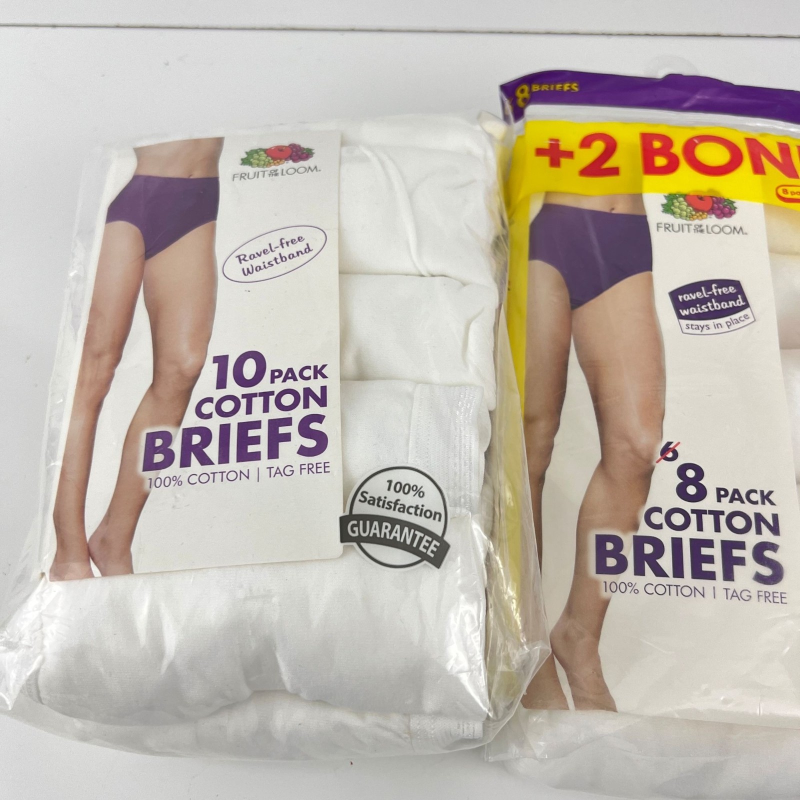 Fruit of the Loom Women’s Briefs 8 XL White Cotton Ravel Free Waistband 28 pair