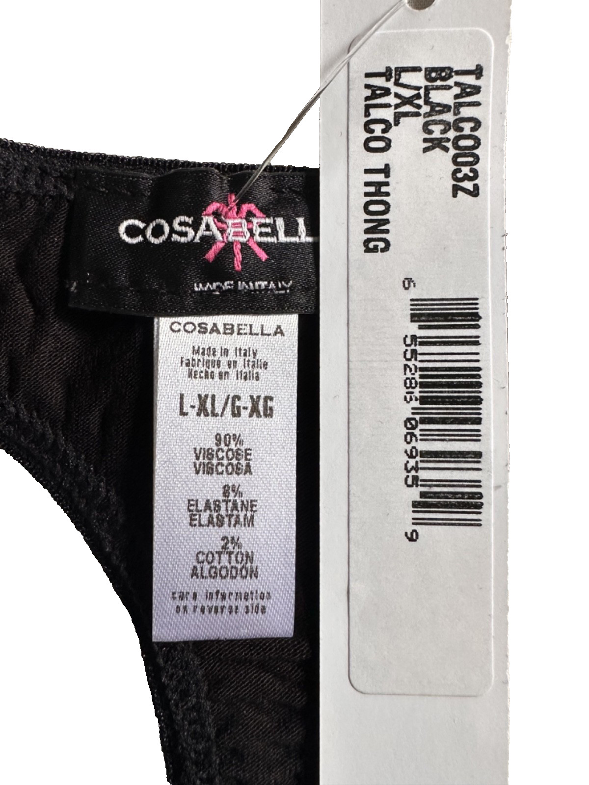 Cosabella Talco Thong Black L-XL Women’s Underwear Soft Viscose Low Rise NWT