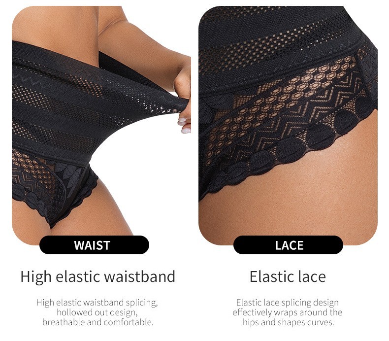 3X Mesh Lace High Waist Tummy Control Panties Breathable Butt Lifting Underwear