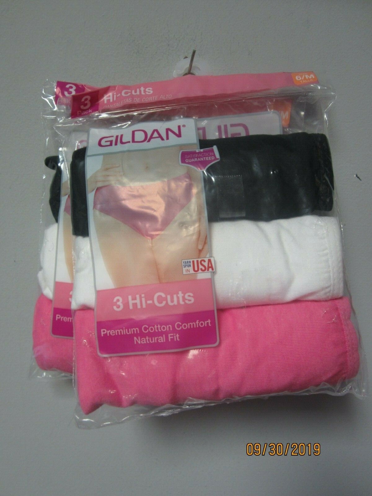 LOT OF 2pks Gildan Women’s 3-Pack Black/Pink/White Hi-Cuts Underwear Size 6/M